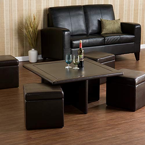 Dark Chocolate Nesting Coffee Table and Storage Ottomans Set X401743