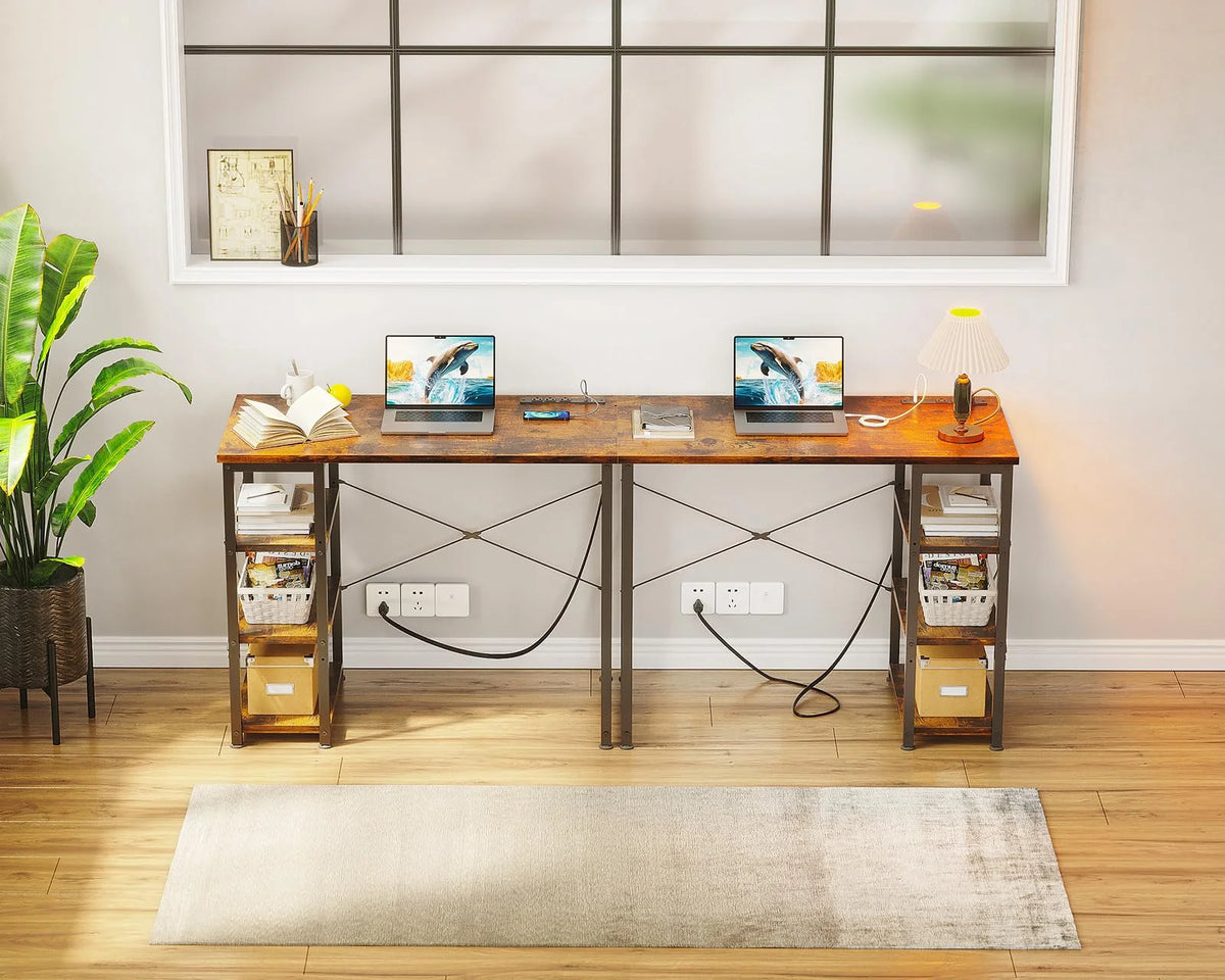 32 Inch Computer Desk with Power Outlet and Storage Shelf A501823