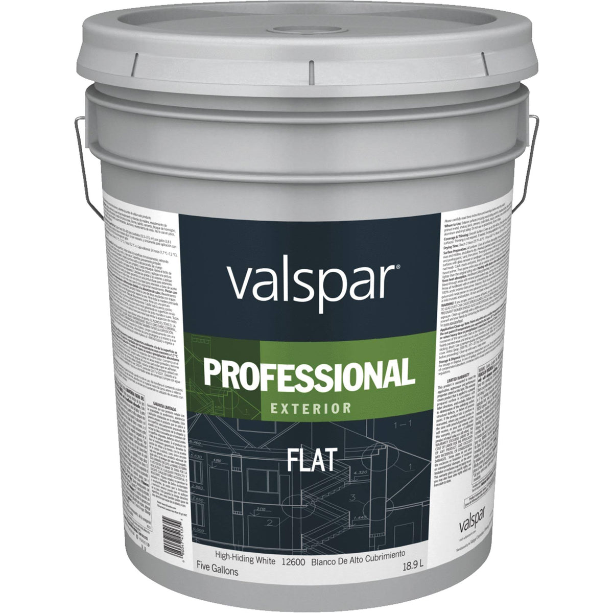 White Exterior Flat Latex Paint 5 Gallon Q3184