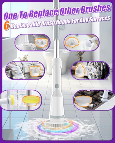 Cordless Electric Spin Scrubber with 6 Brush Heads N7971