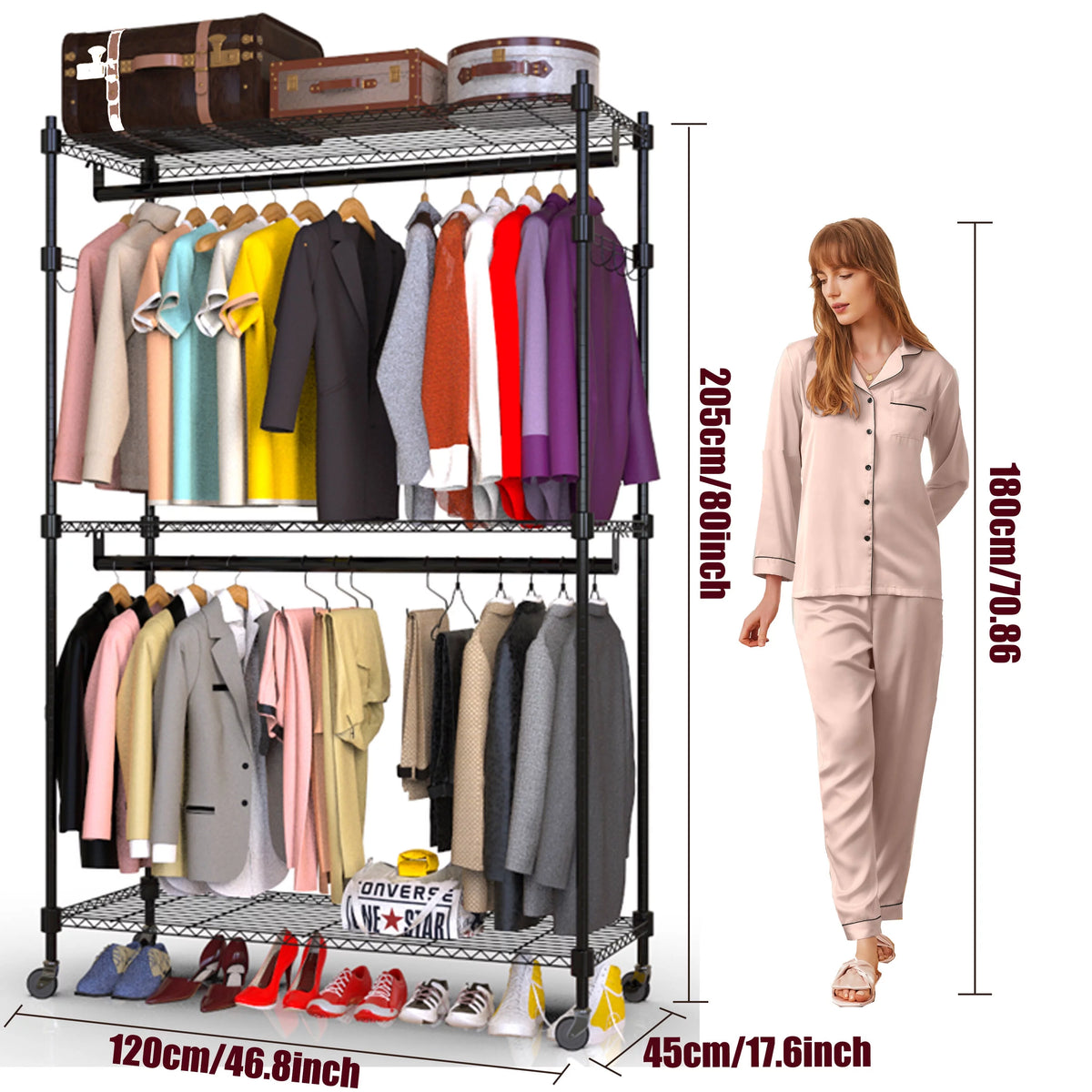 Heavy Duty Clothing Garment Rack with Shelves W816