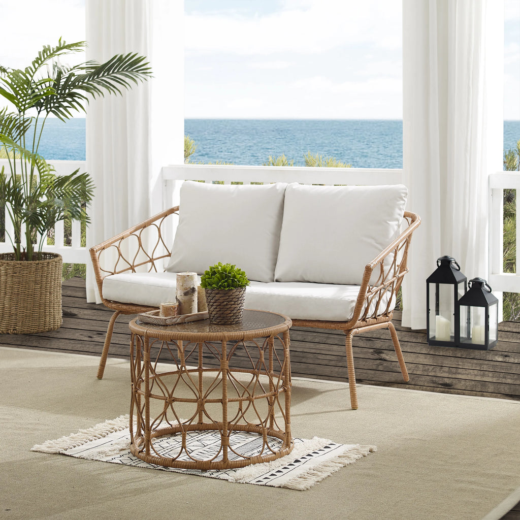 Natural Wicker Outdoor Conversation Set D1274