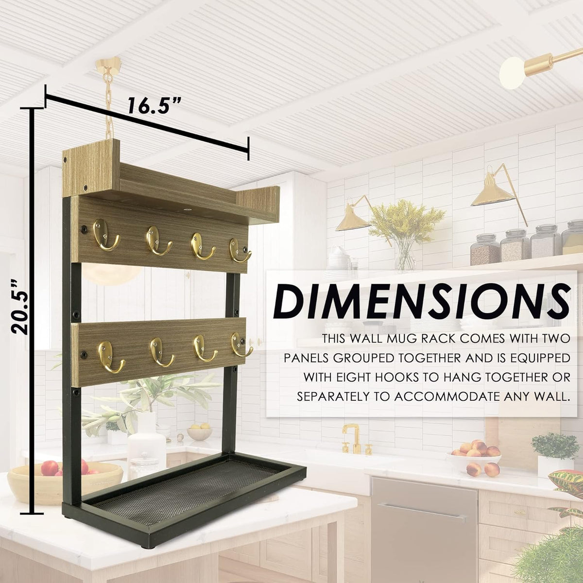 Wall Mounted 2-Tier Coffee Mug Rack C3930