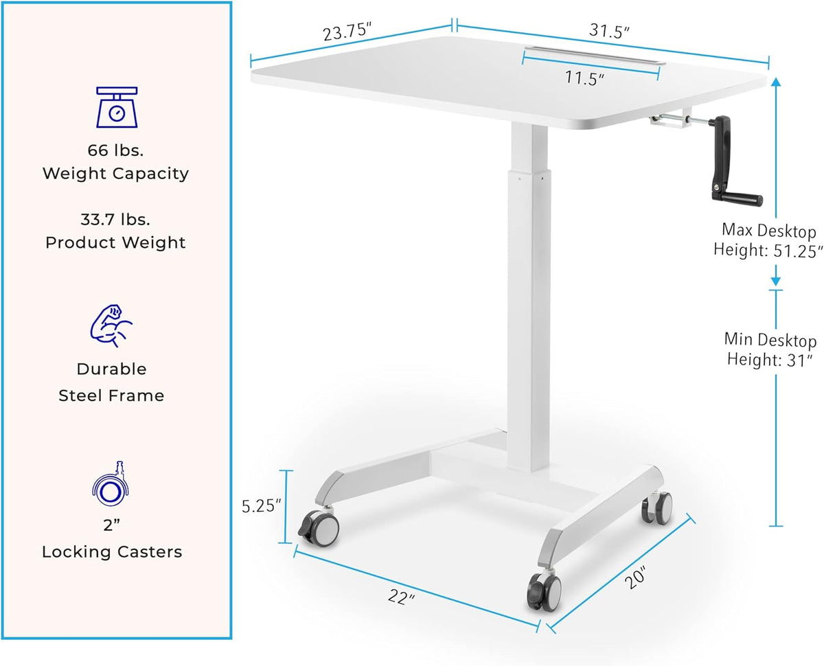 White 31in Portable Standing Desk I200549
