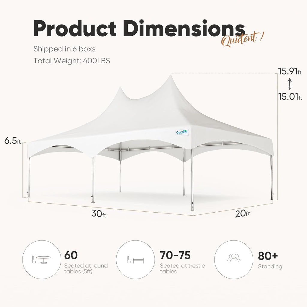 20x30ft White Vinyl Party Tent Canopy Gazebo B33993