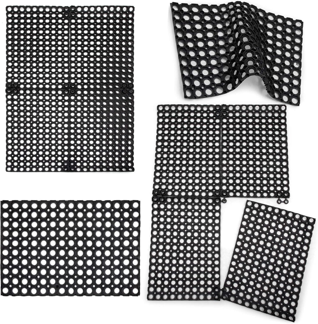 Interlocking Rubber Drainage Floor Mat 24 x 16 inches 12 Mats J33664