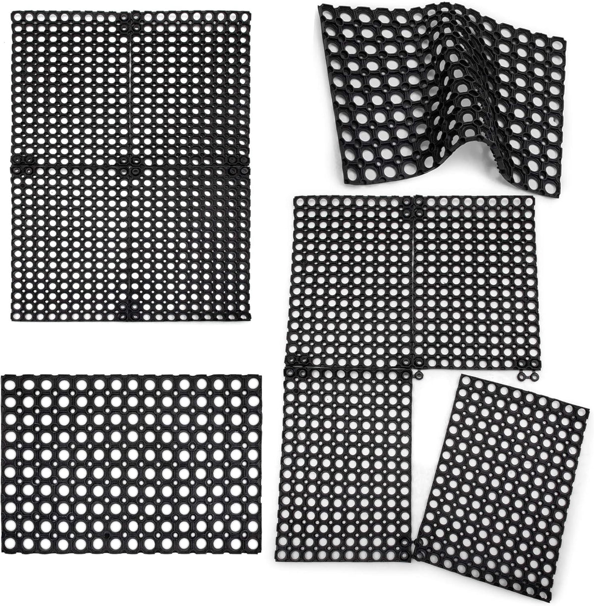Interlocking Rubber Drainage Floor Mat 24 x 16 inches 12 Mats J33664