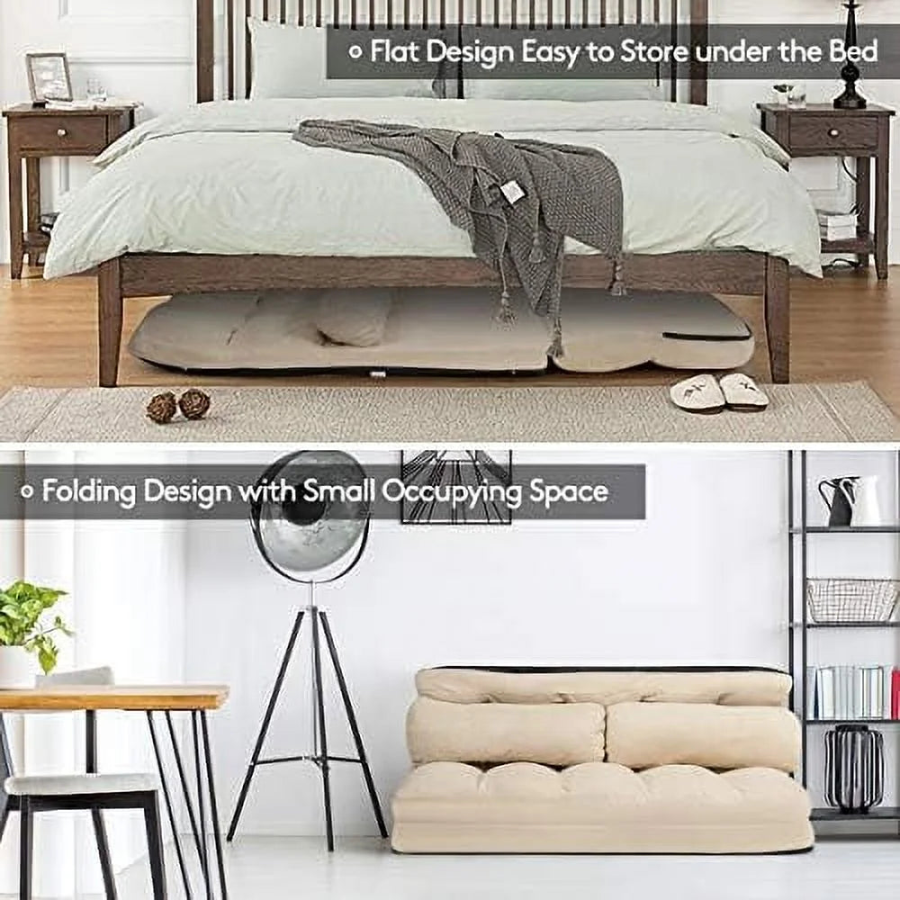 Gray Fabric Sleeper Sofa Bed with 2 Pillows Q777
