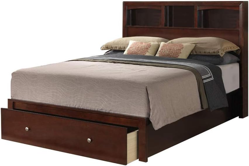 Brown Cal King Wooden Bed With Storage F513