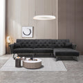 Black Velvet Sectional Sofa with Reversible Chaise R818