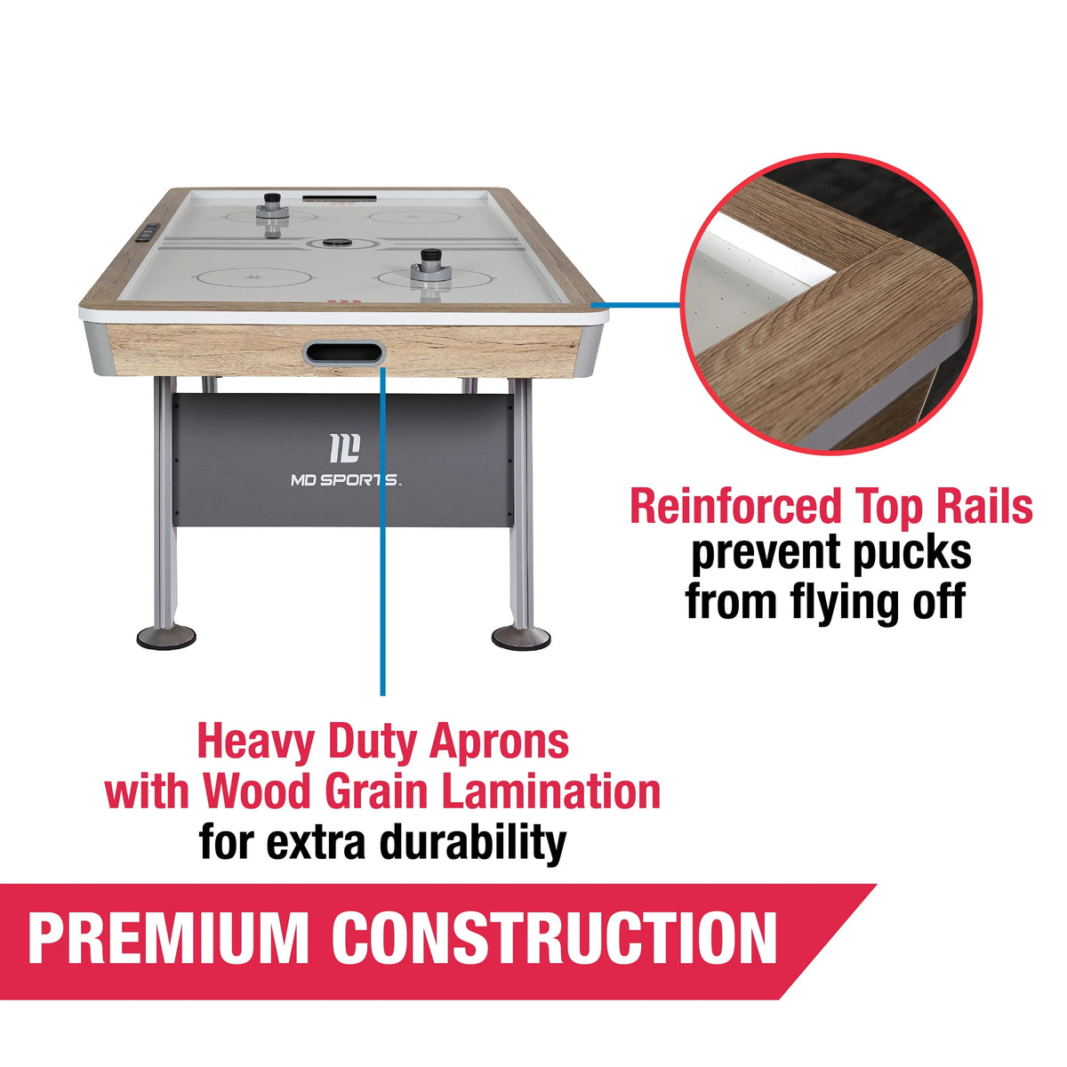 7' Air Powered Hockey Table with Pusher and Puck Set T980