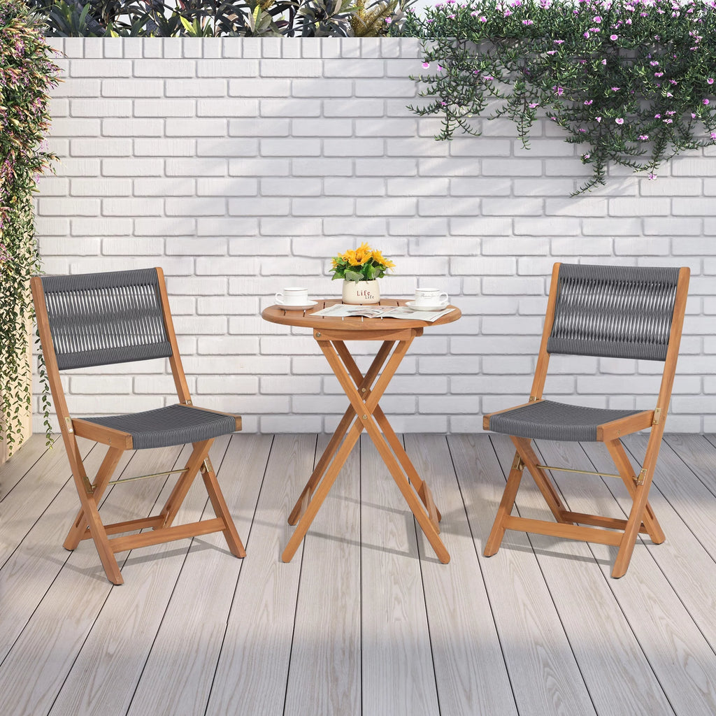 Acacia Wood Patio Bistro Set 3 Piece Gray L40936