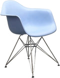 Blue Molded Plastic Dining Armchair with Steel Base X847381