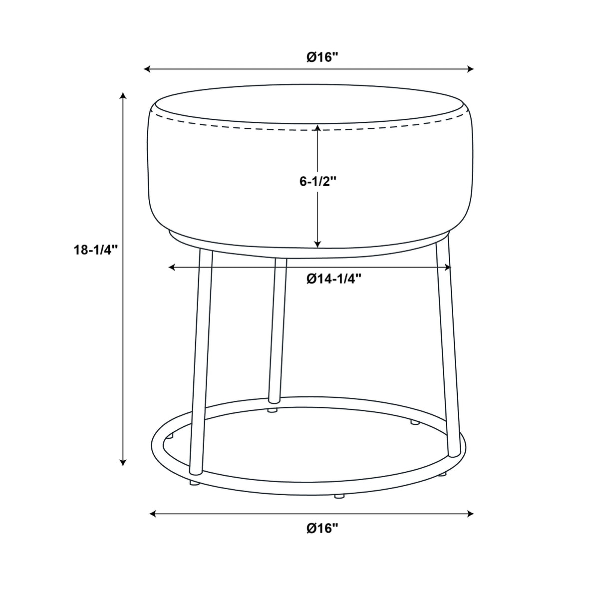Gray Velvet Vanity Stool K7113