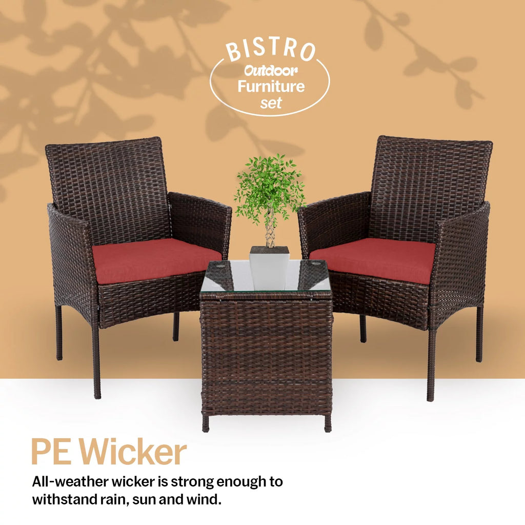 3 Piece Rattan Outdoor Furniture Set L2664