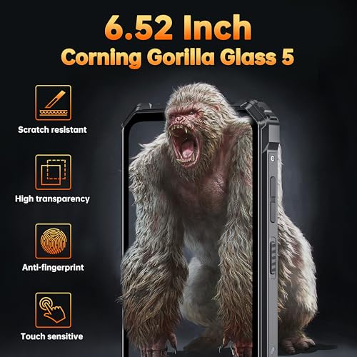 Rugged Smartphone Unlocked 24+256GB Android 14 6.52” HD Display 10600mAh IP68 Waterproof Dual Sim NFC Q5823