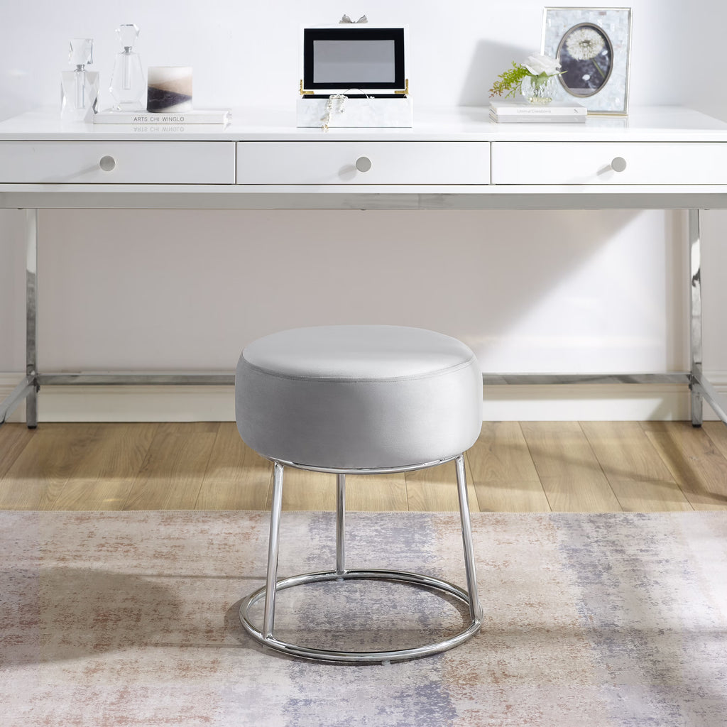 Gray Velvet Vanity Stool K7113