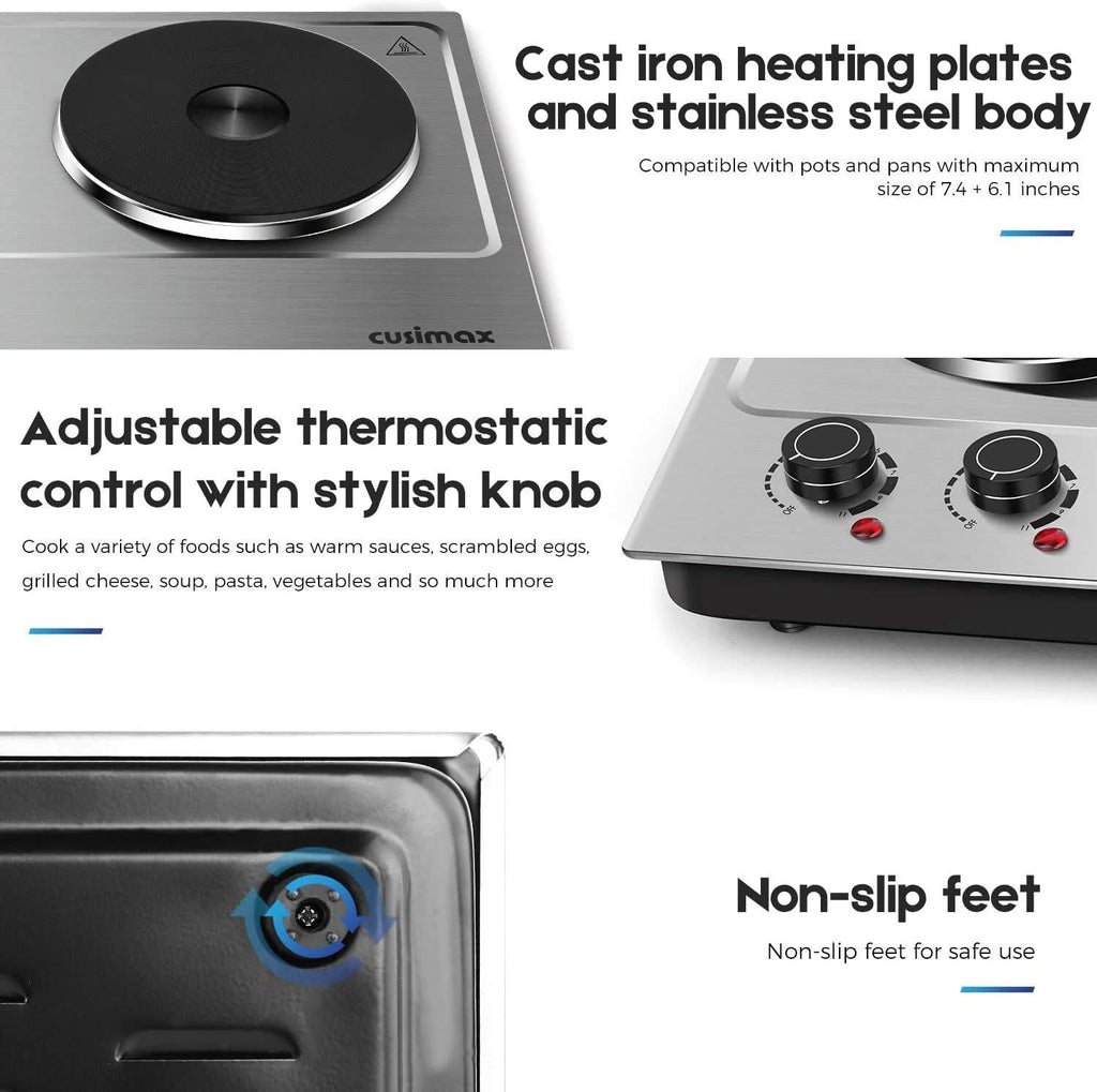 1800W Stainless Steel Double Electric Hot Plate T536306