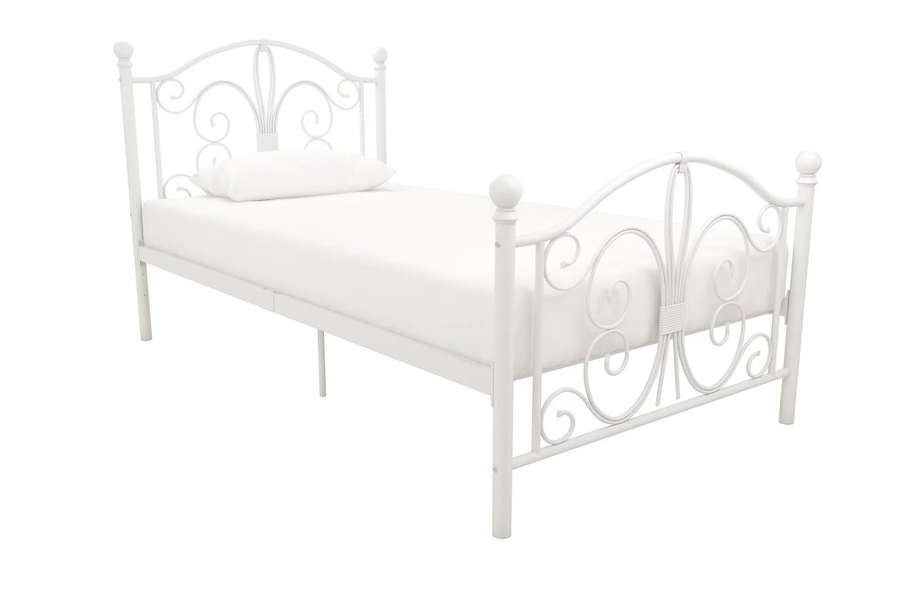 White Twin Metal Bed Q46156