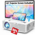 5G WiFi Projector Full HD 4K Native 1080P with 120 Projector Screen J239