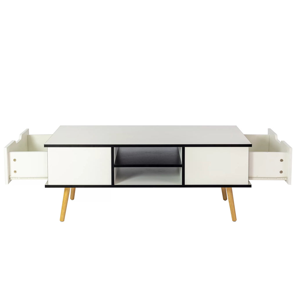 Modern Coffee Table with Storage Wooden Center Table, White O8145