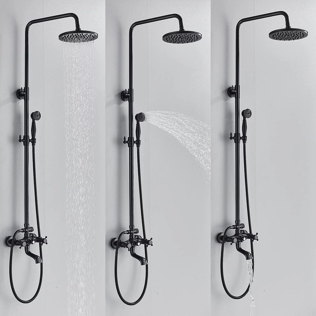 Oil Rubbed Bronze Exposed Shower Faucet Set 8" Rain Head T837