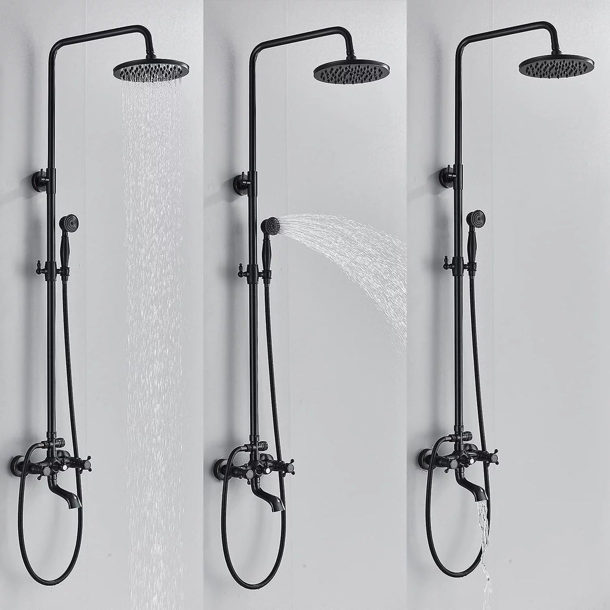 Oil Rubbed Bronze Exposed Shower Faucet Set 8" Rain Head T837
