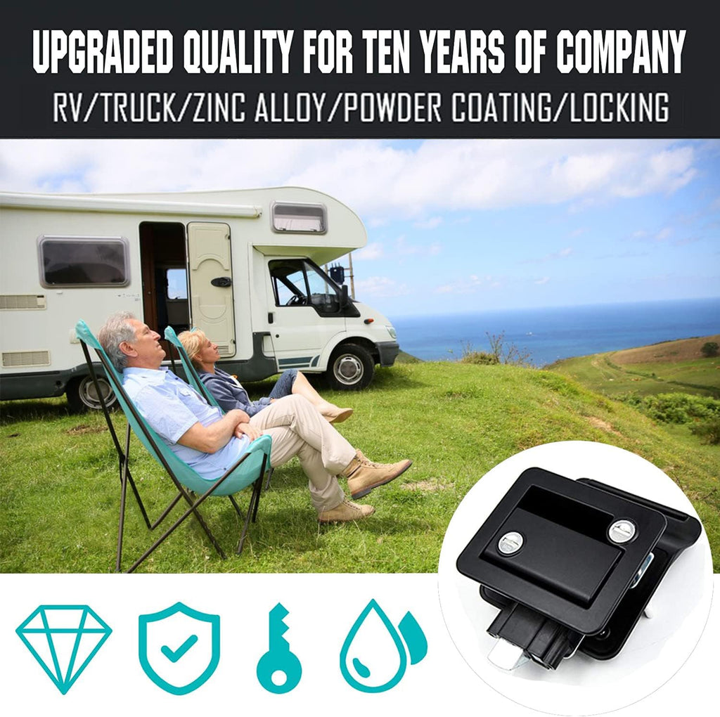 Black Zinc Alloy RV Door Lock with 4 Keys, Pack of 2 L938433