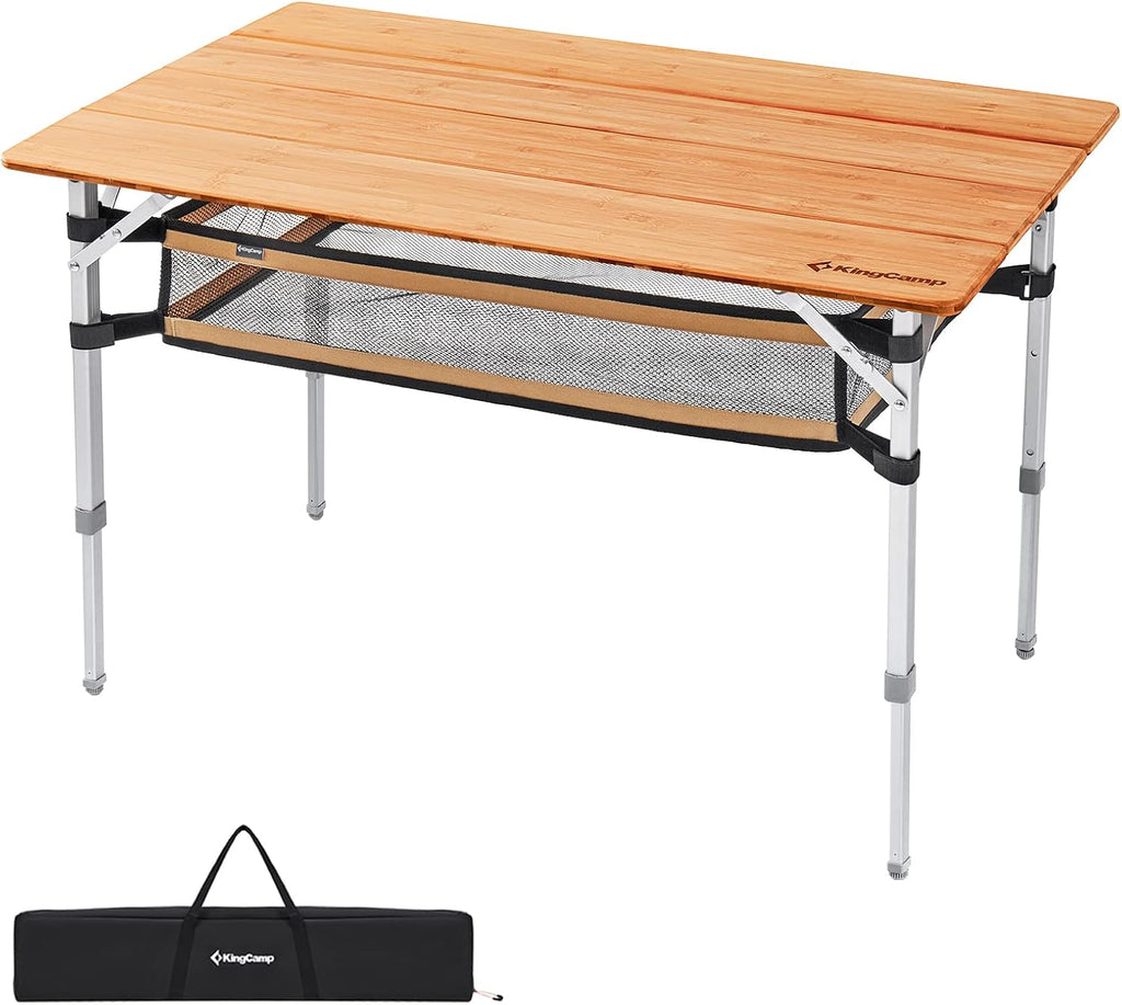 Bamboo Folding Camping Table with Adjustable Height M864