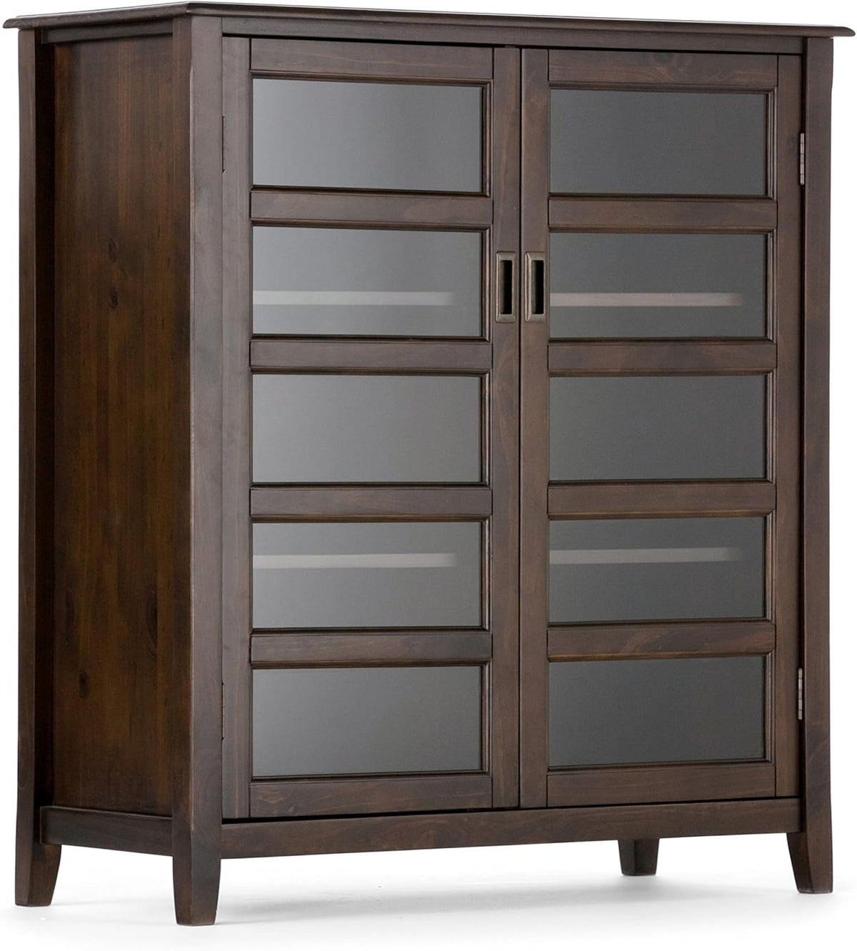 Mahogany Brown Solid Wood Storage Cabinet with 2 Tempered Glass Doors T470