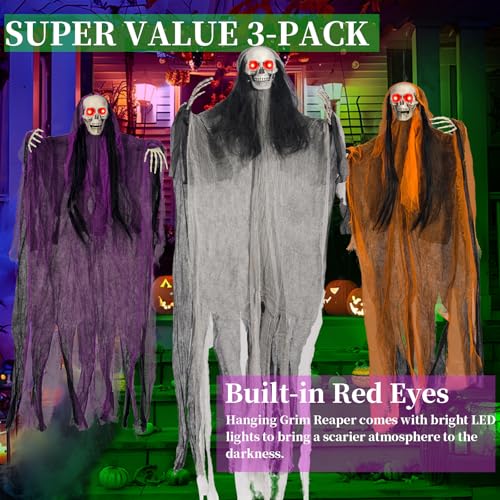 3 Pack Lighted Up Eyes Halloween Hanging Decorations I257