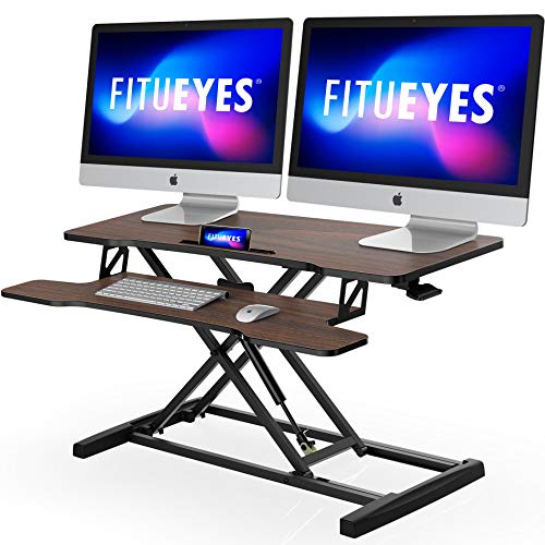 Height Adjustable Standing Desk 36" Wide Sit to Stand Converter Desk Tabletop Workstation for Dual Monitor Riser P73187