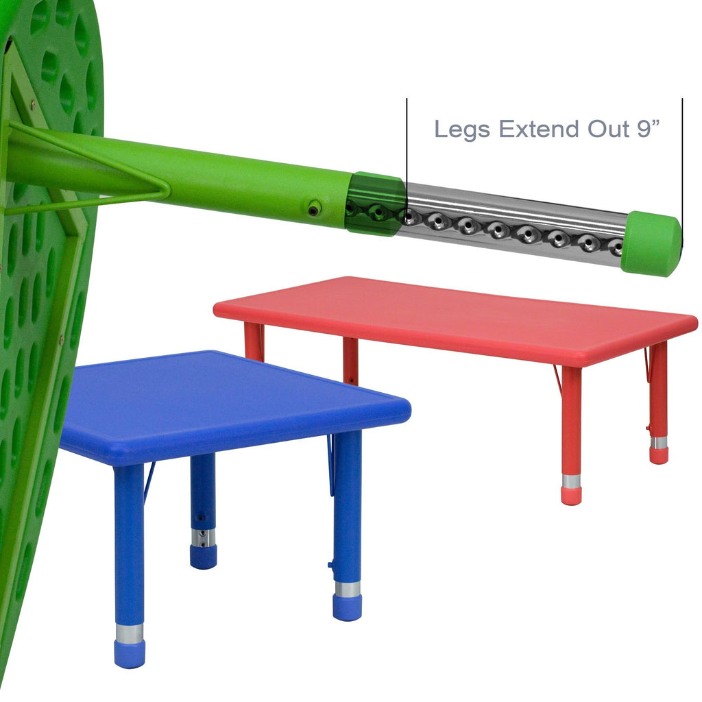24x22 Square Blue Plastic Height Adjustable Activity Table P4450
