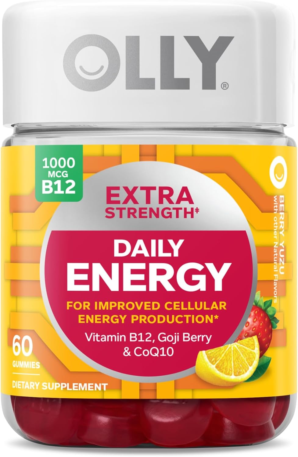 Caffeine Free Vitamin B12 CoQ10 Gummy Supplement, 60 Count Y5270
