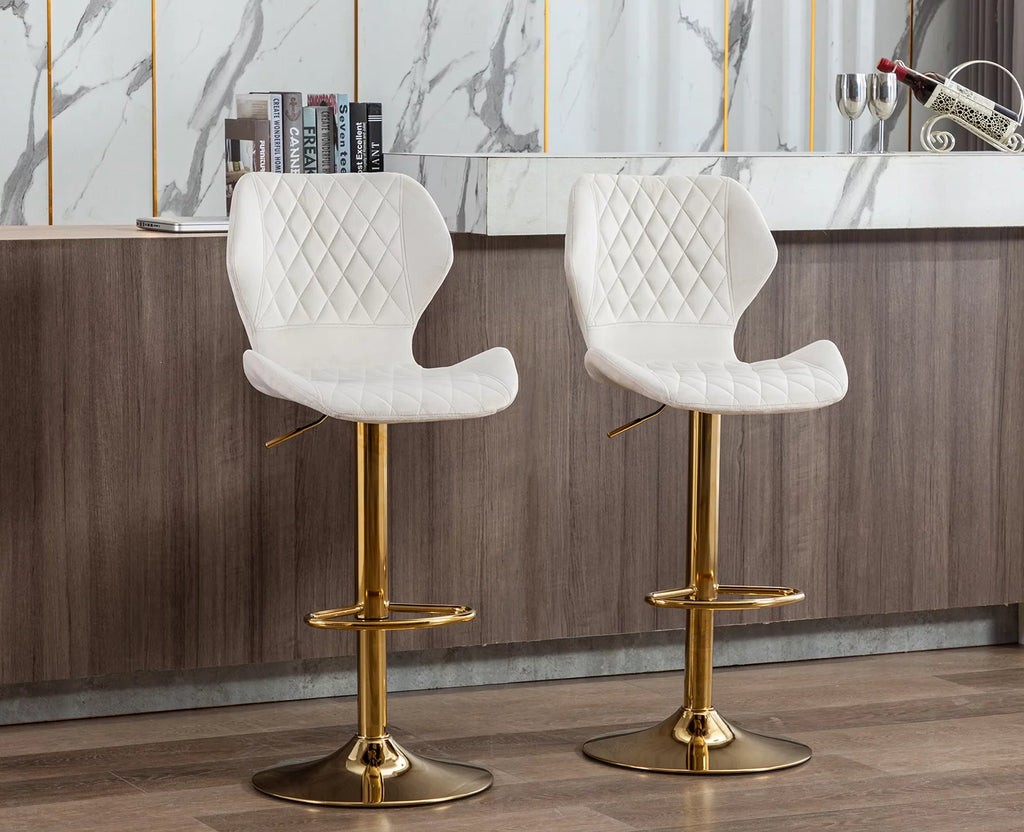 Adjustable Swivel Velvet Bar Stools Set of 2 L68341