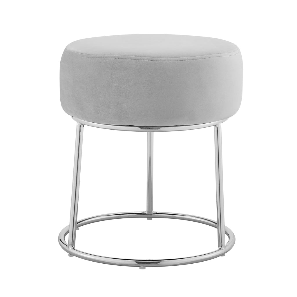 Gray Velvet Vanity Stool K7113