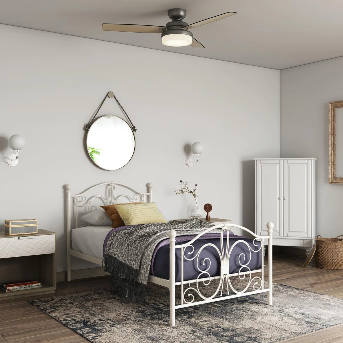 White Twin Metal Bed Q46156