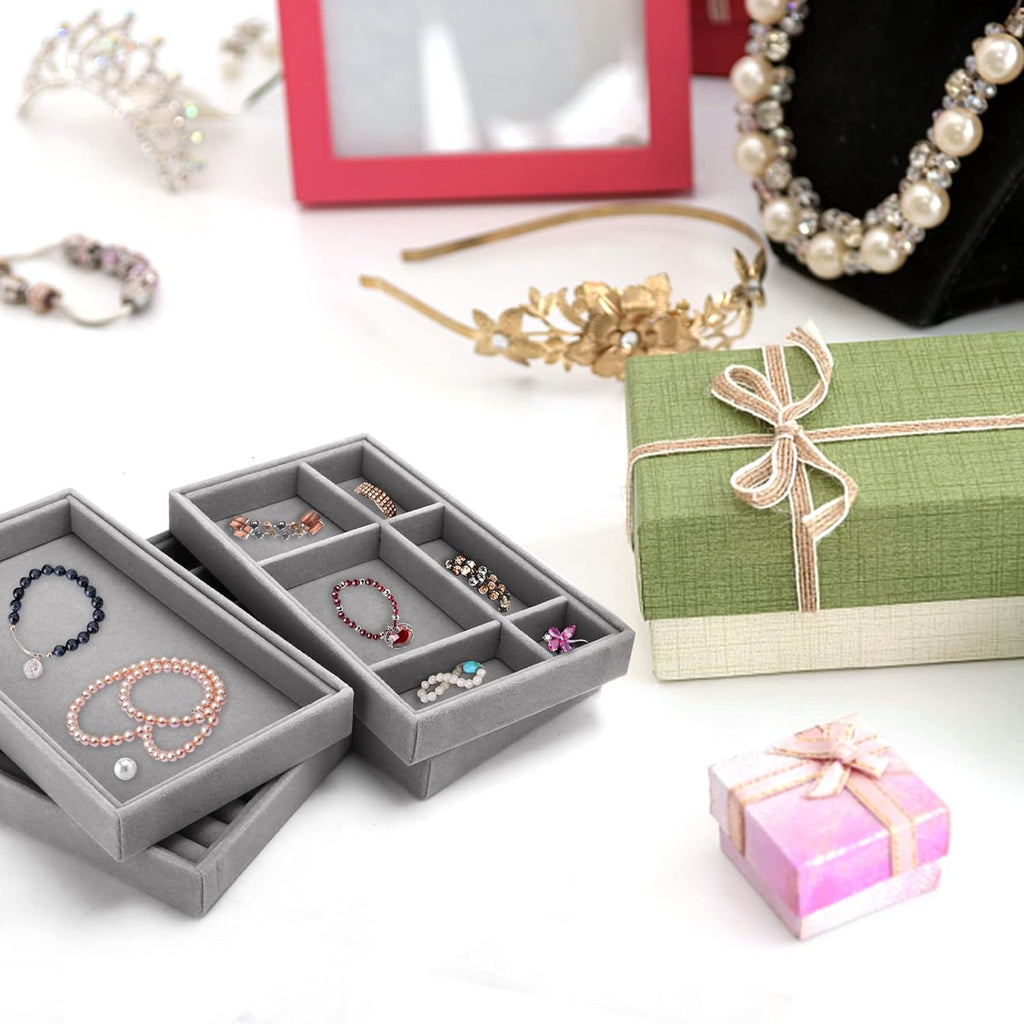 4 Pcs Velvet Jewelry Organizer Trays W8332