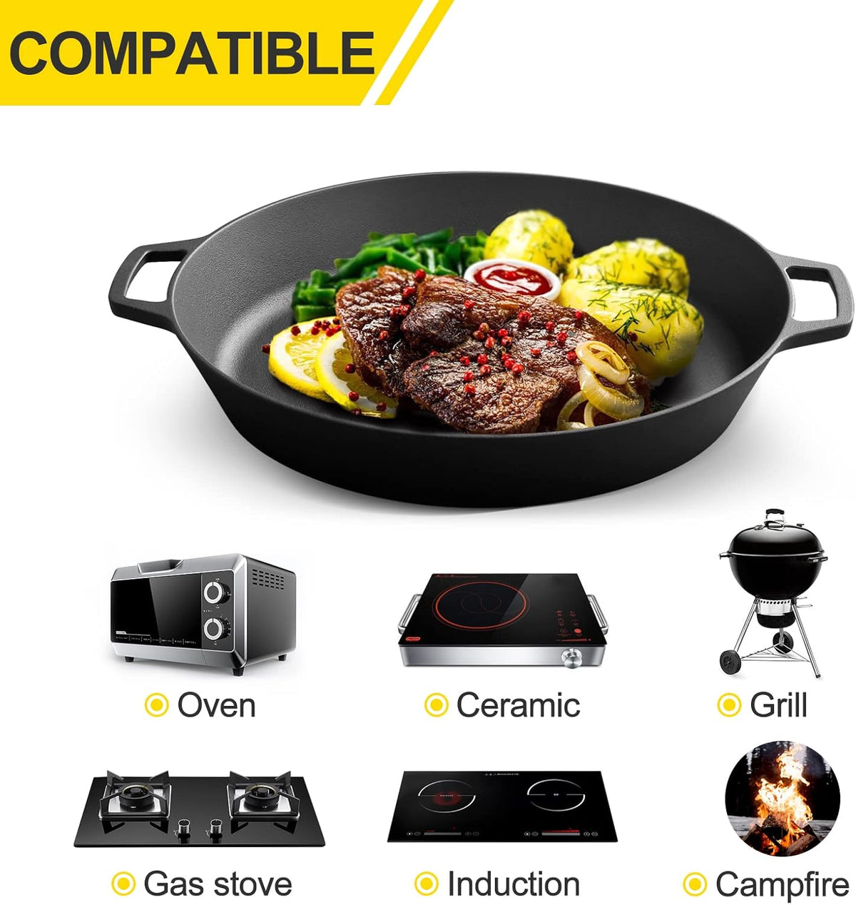 Large 17 Inch Cast Iron Skillet Q840154