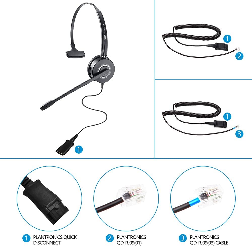 Noise-Cancelling Call Center Headset with QD, Pack of 2 T38846