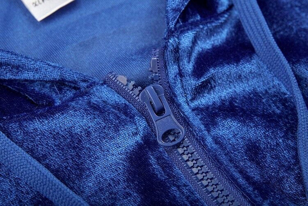 Velour 2-Piece Hoodie Tracksuit Set E2381