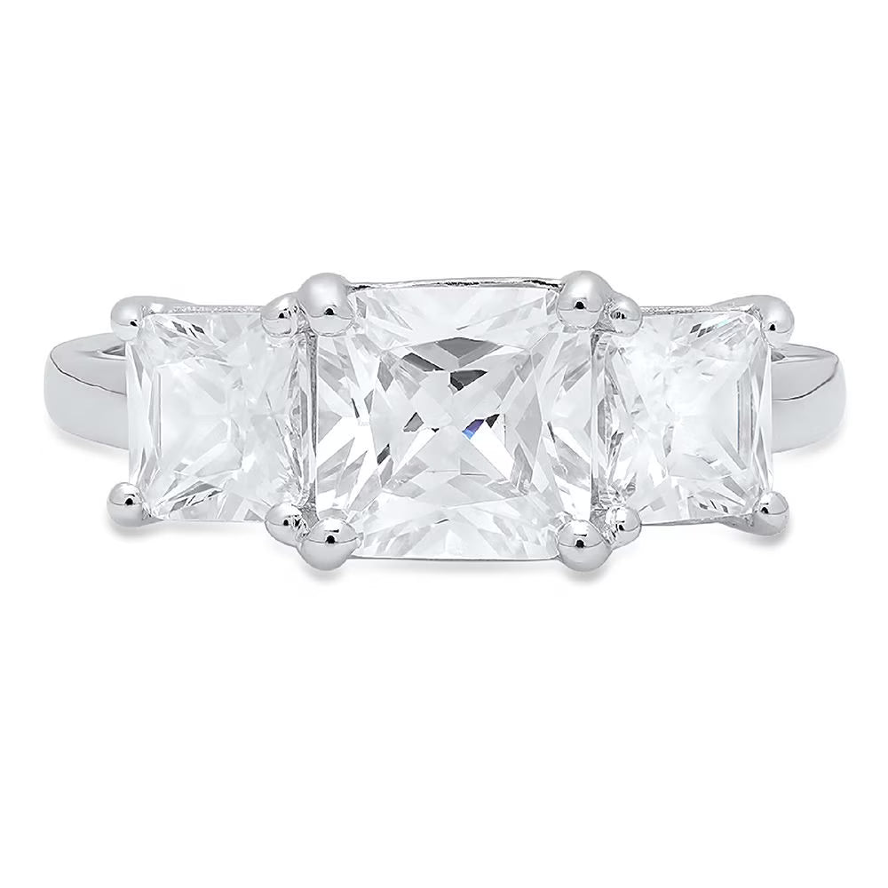 14K White Gold Three-Stone Diamond Engagement Ring size 6.5 W742666