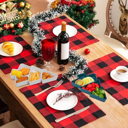 Red Green White Plastic Christmas Tree Snack Tray Set of 3 Z101160