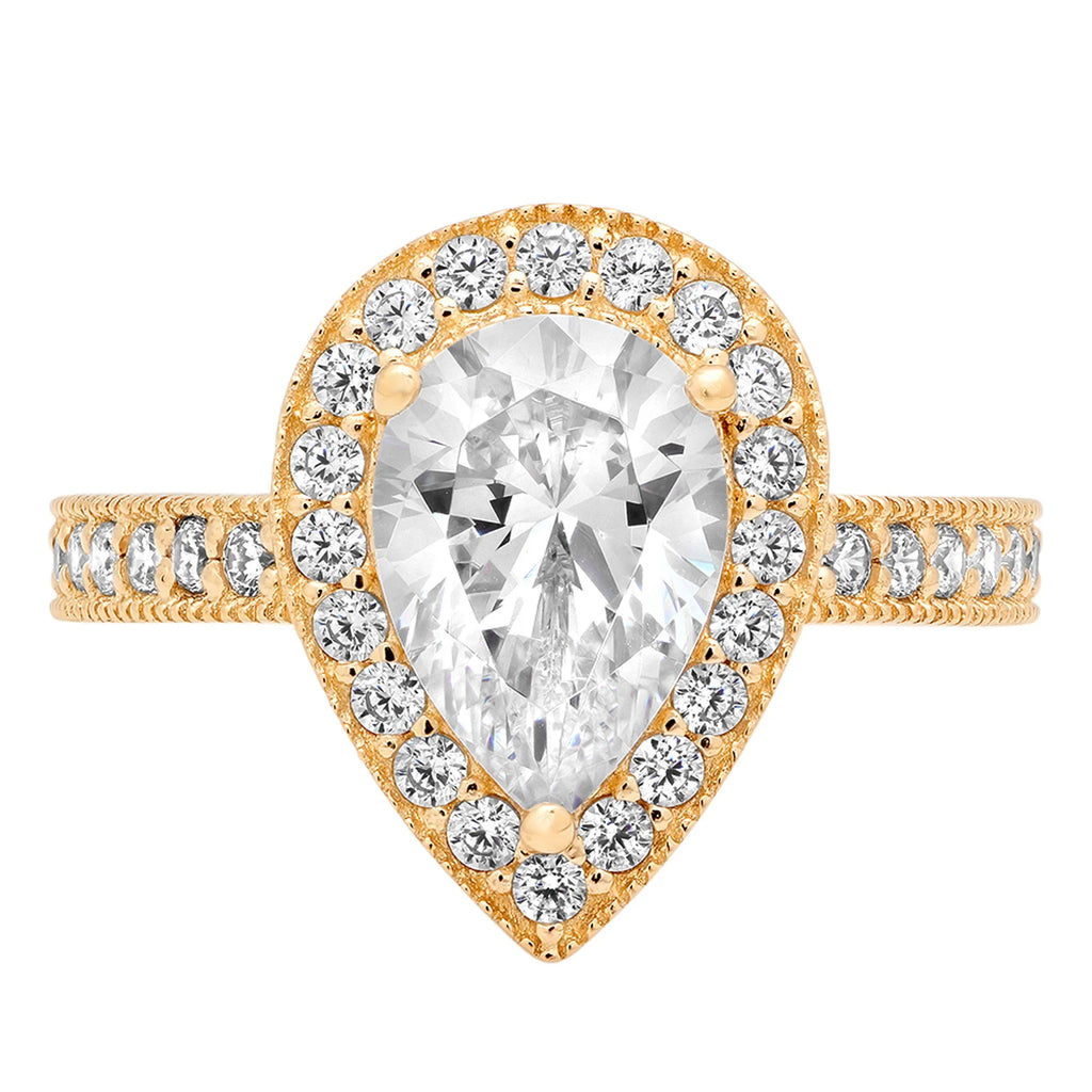 14K Yellow Gold Halo Engagement Ring With Diamond L875