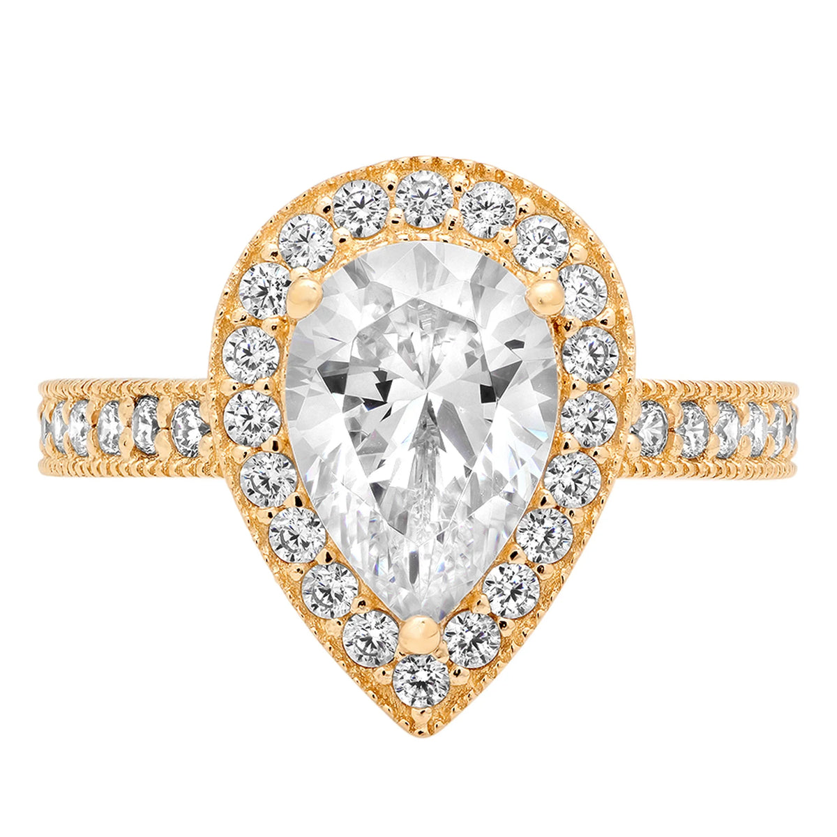 14K Yellow Gold Halo Engagement Ring With Diamond L875