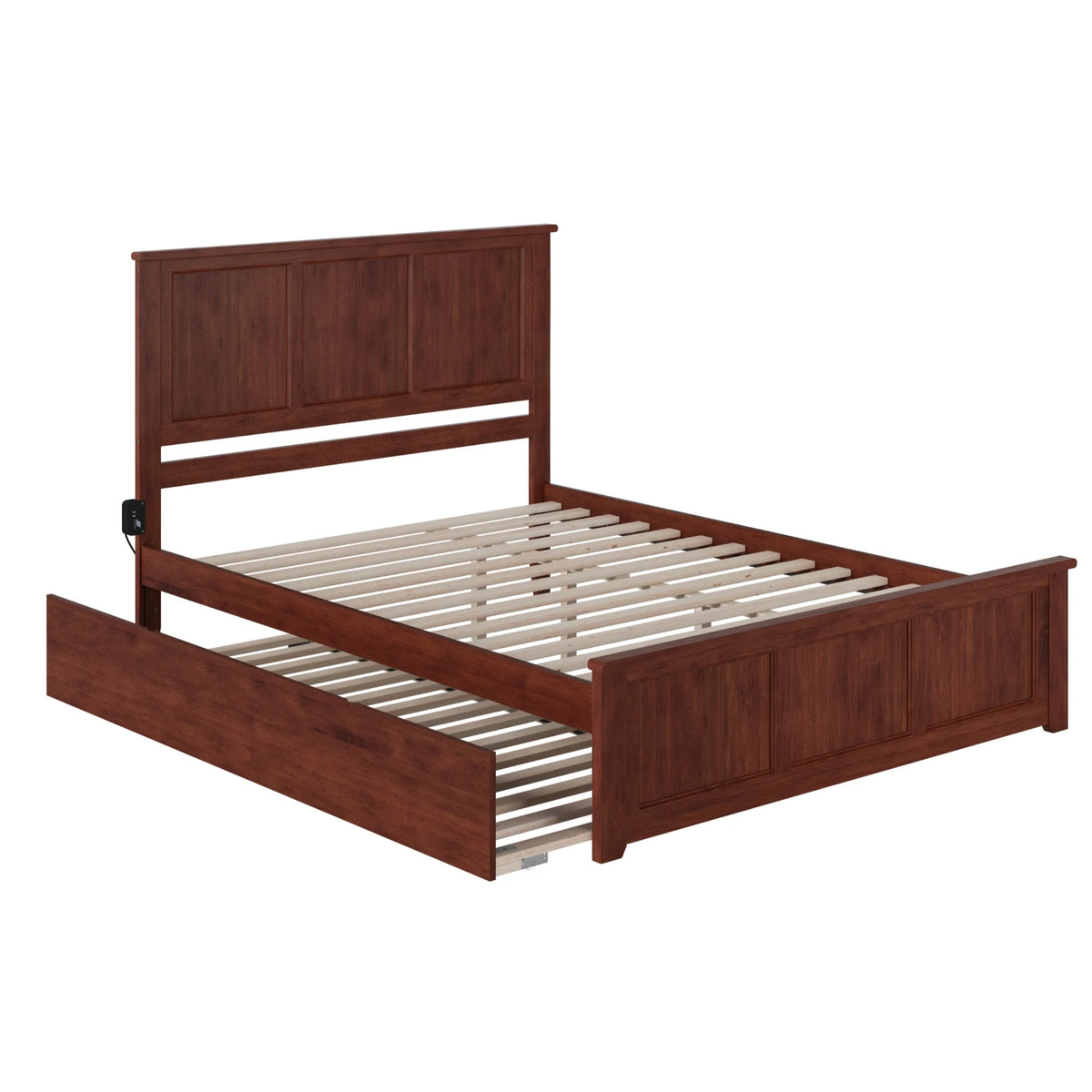 Solid Wood Queen Bed with Twin XL Trundle in Walnut H8995