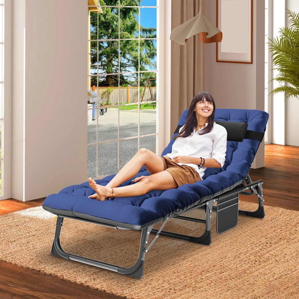 Folding Camping Cot with Cushion and Headrest D115