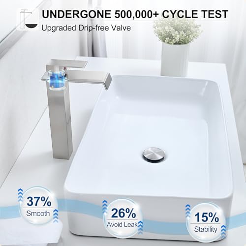 Chrome Waterfall Vessel Sink Faucet with Pop Up Drain K892679