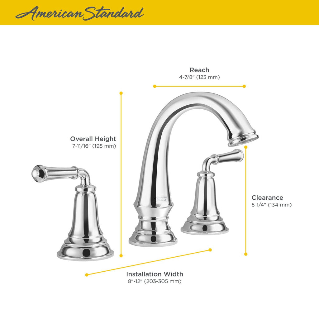 Polished Chrome Widespread Bathroom Faucet with Pop-Up Drain I55455