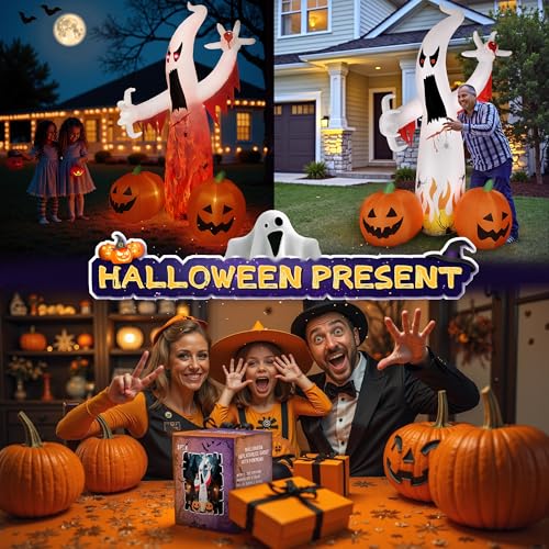 8FT Halloween Inflatables Ghost with Built-in LED Lights Y689